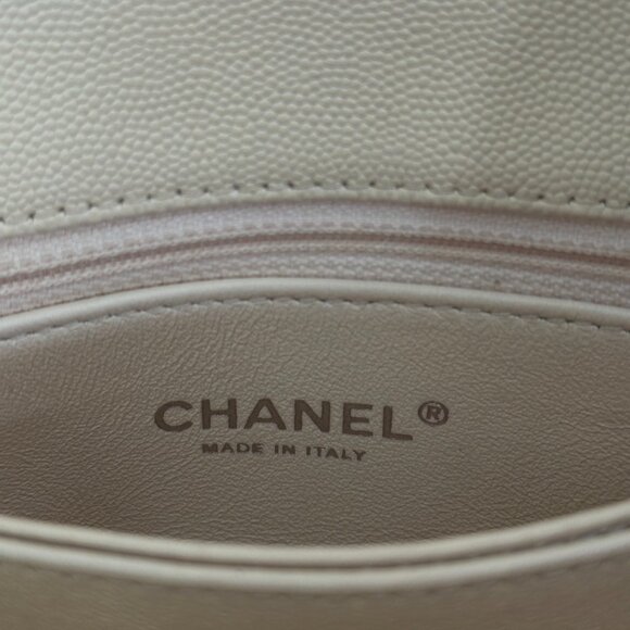 Chanel Beige & Red Caviar Quilted Small Coco Top Handle Bag - Picture 7 of 8